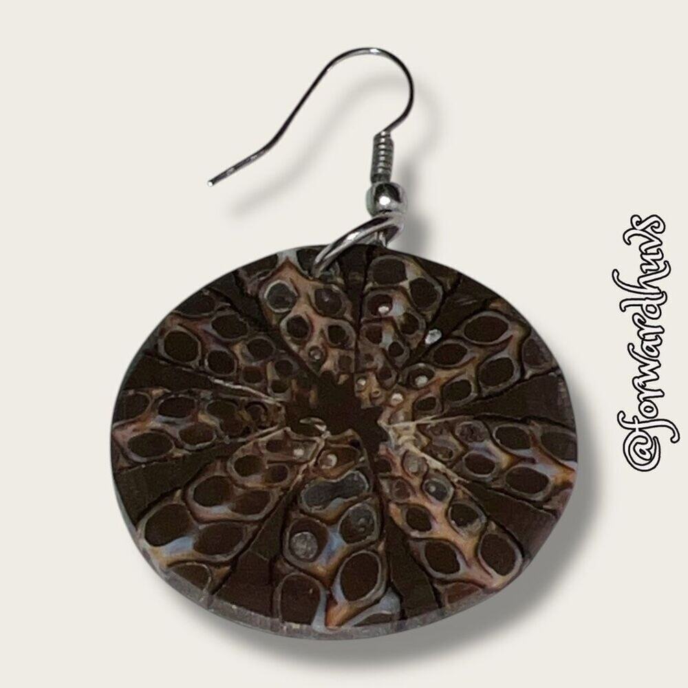 Shell Dangle Earrings with Fishhook Style Backs - Picture 3 of 4